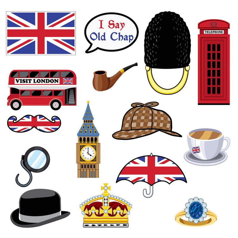 British Photo Fun Signs – 5"-11½" – (15/Pkg) by Beistle