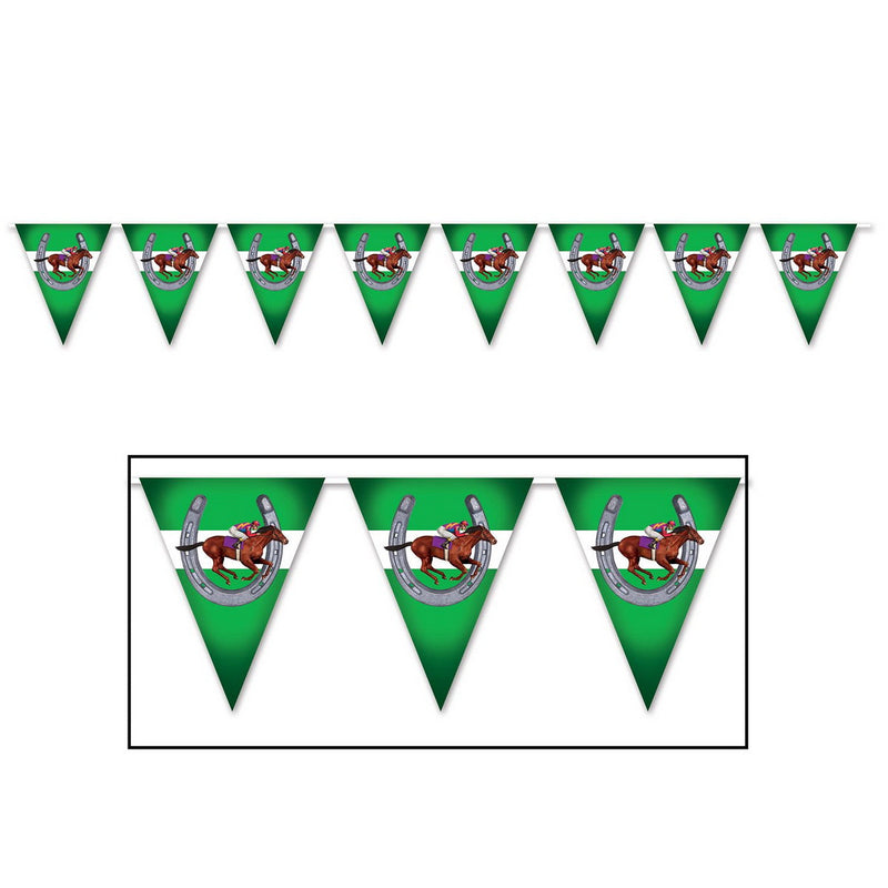 Horse Racing Pennant Banner – 11" x 12' – (1/Pkg) by Beistle for Derby Day Pennant Banners