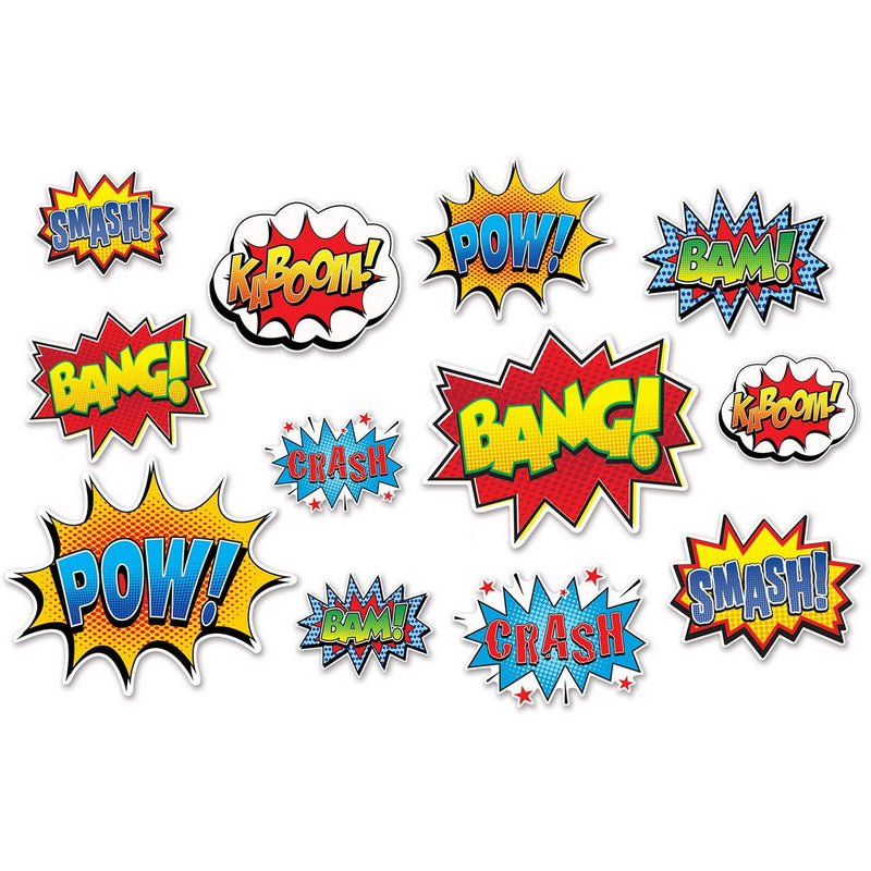 Hero Action Sign Cutouts – 6"-12½" – (12/Pkg) by Beistle for Heroes Printed
