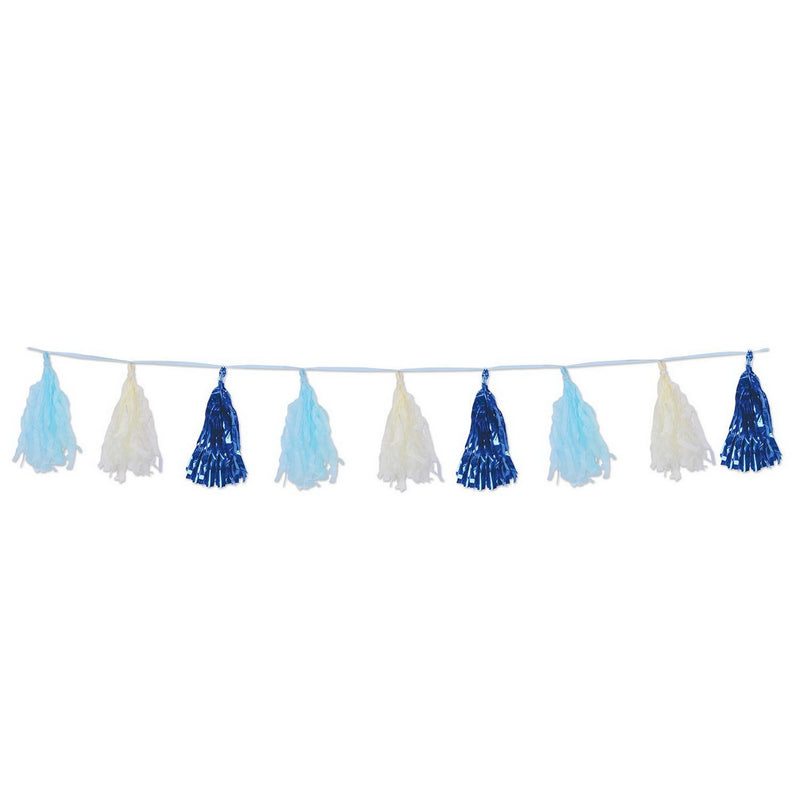 Metallic & Tissue Tassel Garland – 9¾" x 8' – (1/Pkg) by Beistle for Baby Shower Tassel Garlands