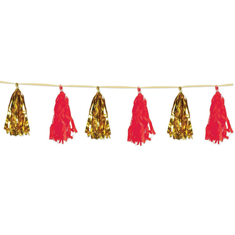 Metallic & Tissue Tassel Garland – 9¾" x 8' – (1/Pkg) by Beistle for Asian Tassel Garlands