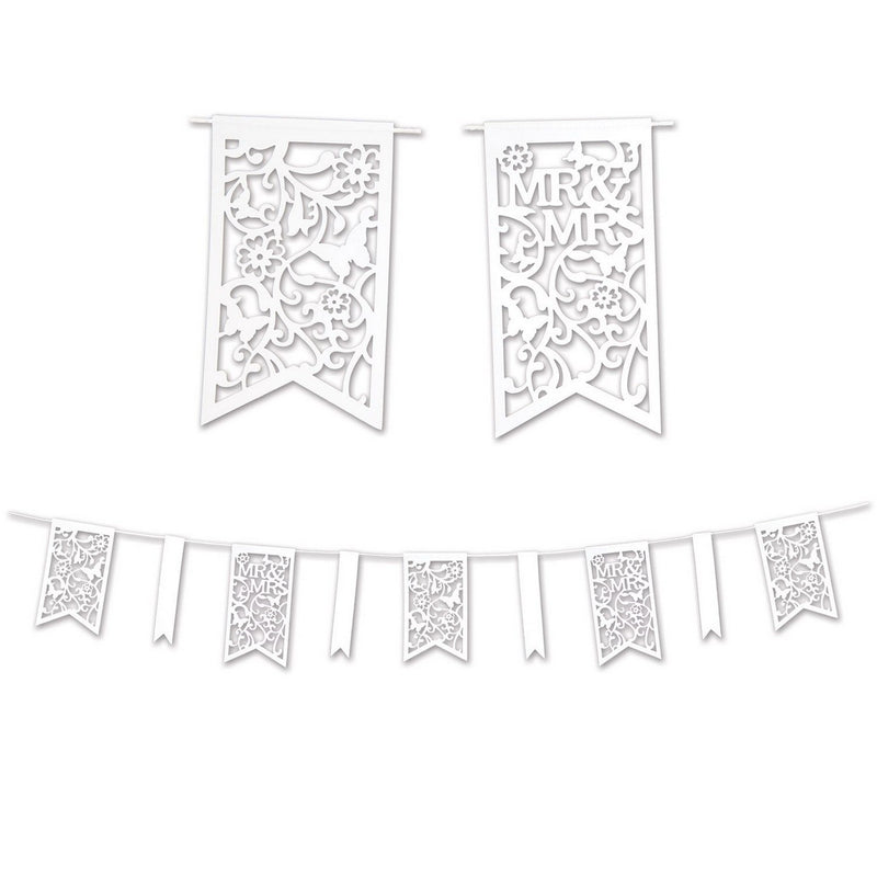 Die-Cut Mr & Mrs Pennant Banner – 7½" x 12' – (1/Pkg) by Beistle for Wedding Pennant Banners