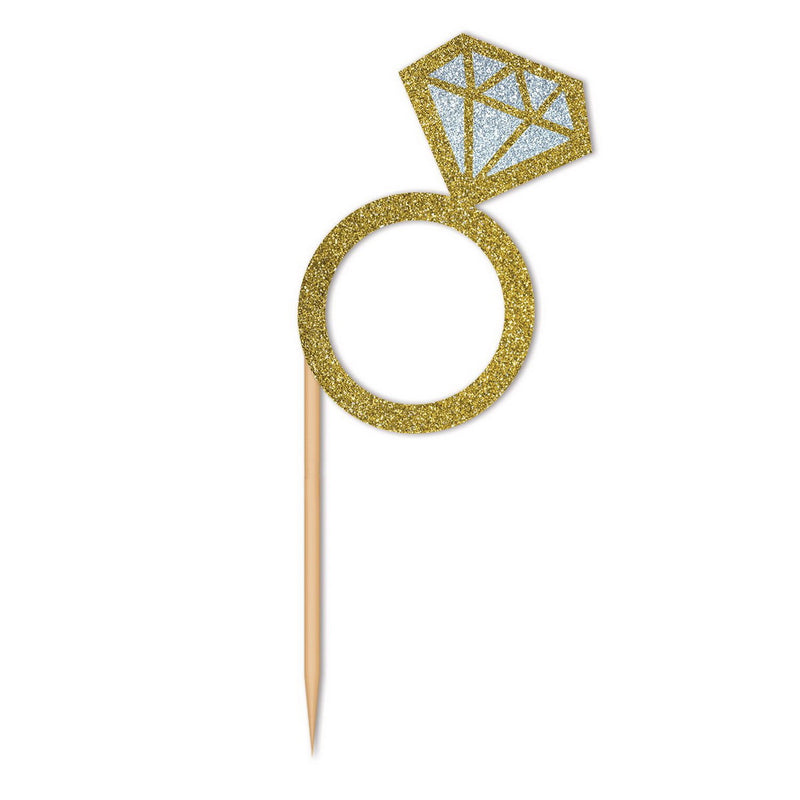 Diamond Ring Cupcake Toppers – 3" – (24/Pkg) by Beistle for Bachelorette Food Picks
