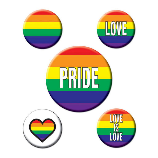 Rainbow Party Buttons – 2-1/3" & 1-1/3" – (5/Card) by Beistle