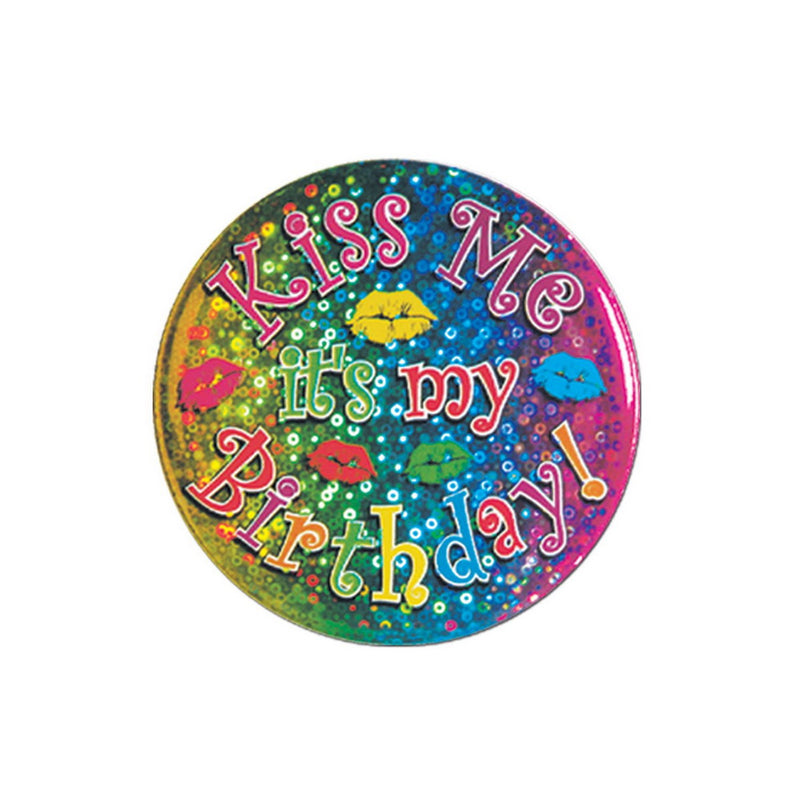 Kiss Me It's My Birthday! Button – 3½" – (1/Card) by Beistle Buttons