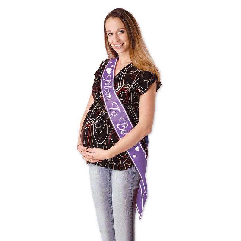 Mom To Be Satin Sash – 33" x 4" – (1/Pkg) by Beistle for Baby Shower Sashes