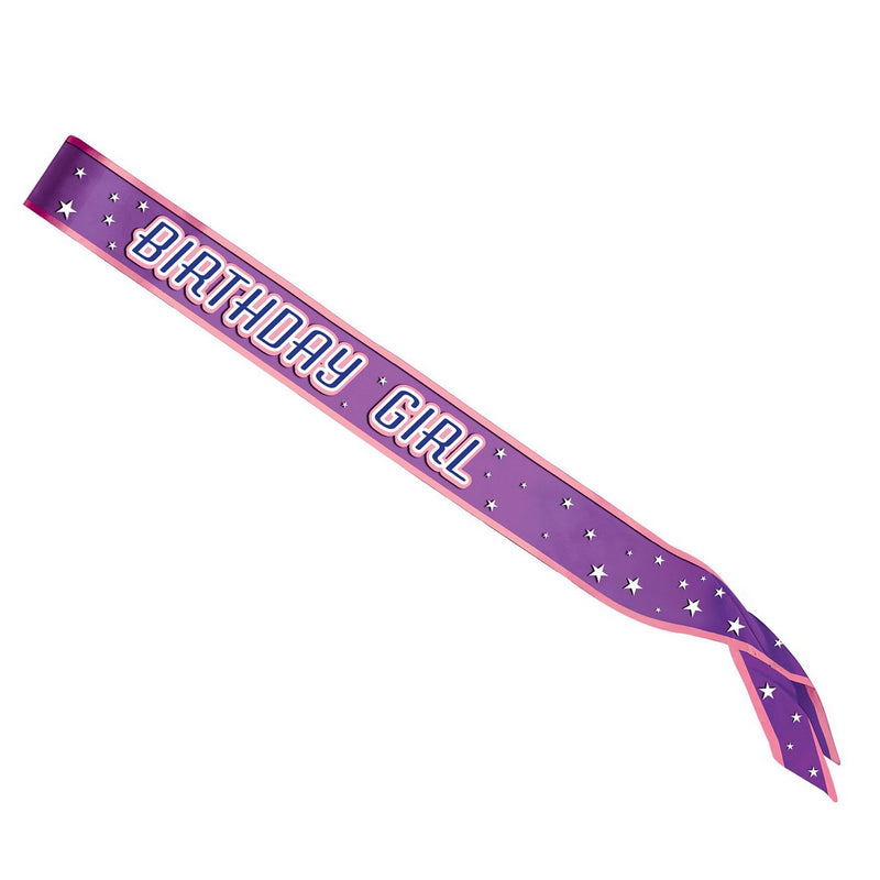 Birthday Girl Satin Sash – 33" x 4" – (1/Pkg) by Beistle Sashes