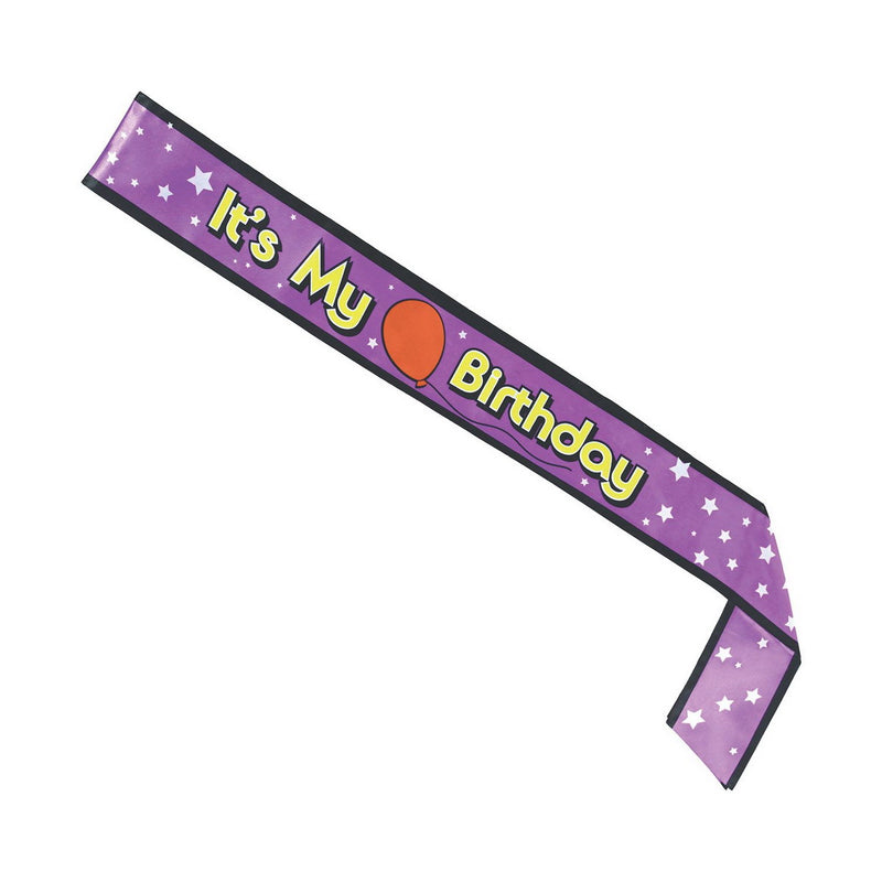 It's My Birthday Satin Sash – 33" x 4" – (1/Pkg) by Beistle Sashes