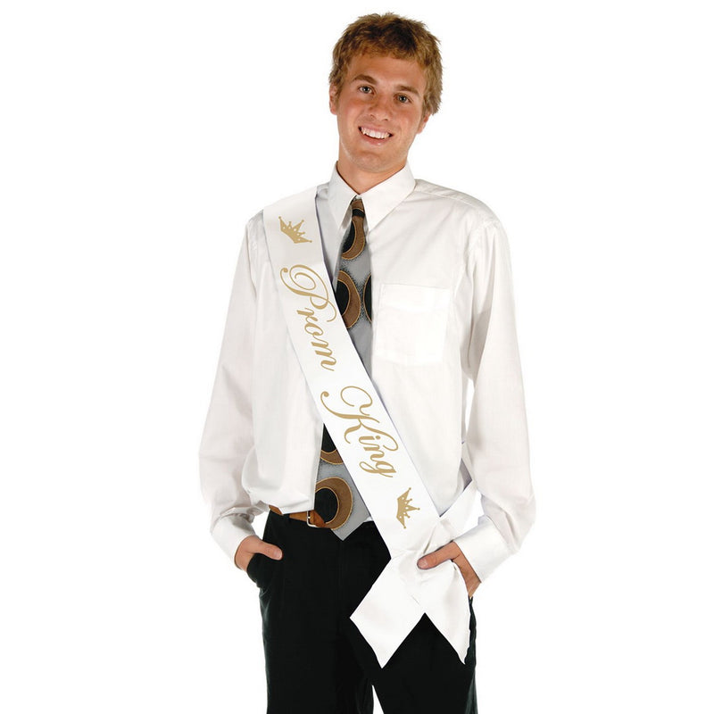 Prom King Satin Sash – 33" x 4" – (1/Pkg) by Beistle Sashes