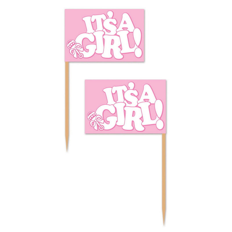 It's A Girl! Picks – 2½" – (50/Pkg) by Beistle for Baby Shower Food Picks
