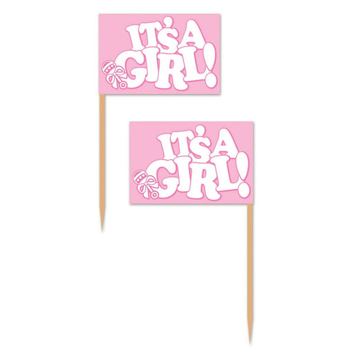 It's A Girl! Picks – 2½" – (50/Pkg) by Beistle for Baby Shower Food Picks