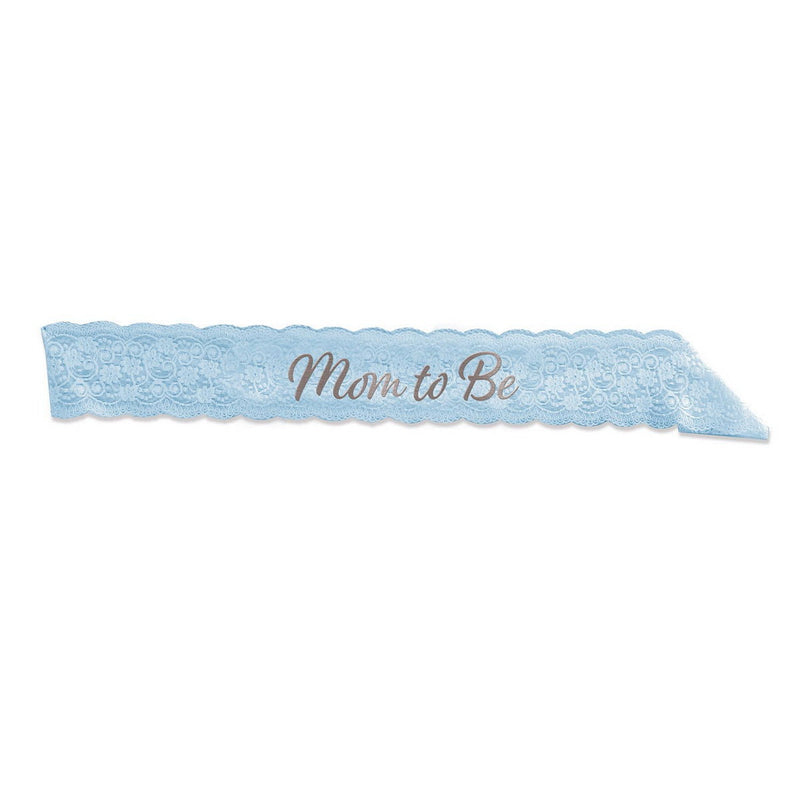 Mom To Be Lace Sash – 28½" x 4" – (1/Pkg) by Beistle for Baby Shower Sashes