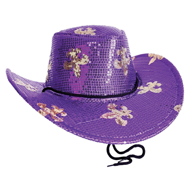 Sequined Mardi Gras Cowboy Hat by Beistle Fabric