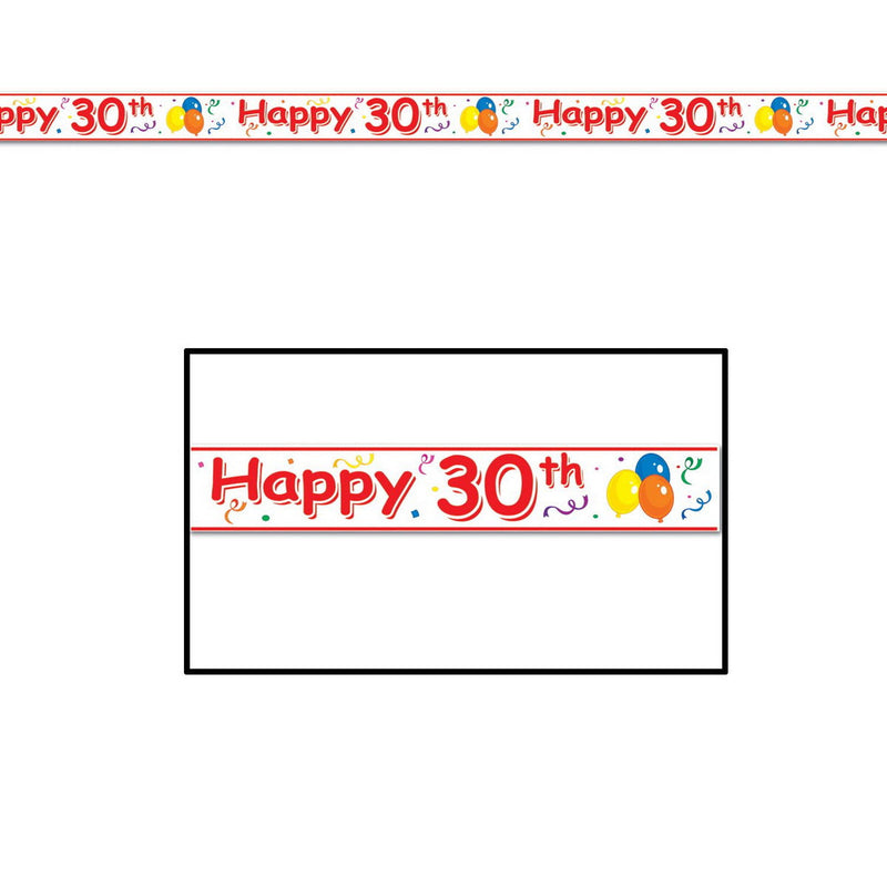 Happy "30th" Birthday Party Tape – 3" x 20' – (1/Card) by Beistle for Age-specific birthday Poly