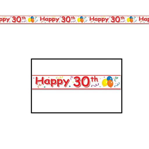 Happy "30th" Birthday Party Tape – 3" x 20' – (1/Card) by Beistle for Age-specific birthday Poly