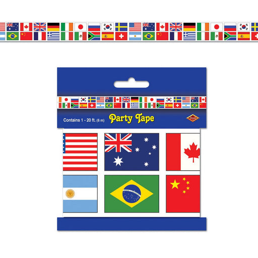 International Flag Party Tape – 3" x 20' – (1/Card) by Beistle Poly