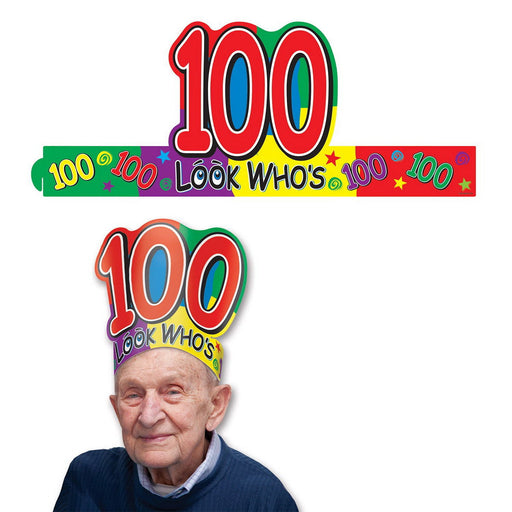 Look Who's "100" Headband by Beistle for Age-specific birthday Paper