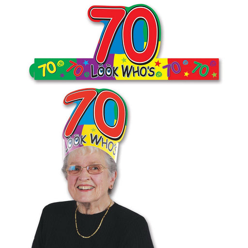 Look Who's "70" Headband by Beistle for Age-specific birthday Paper