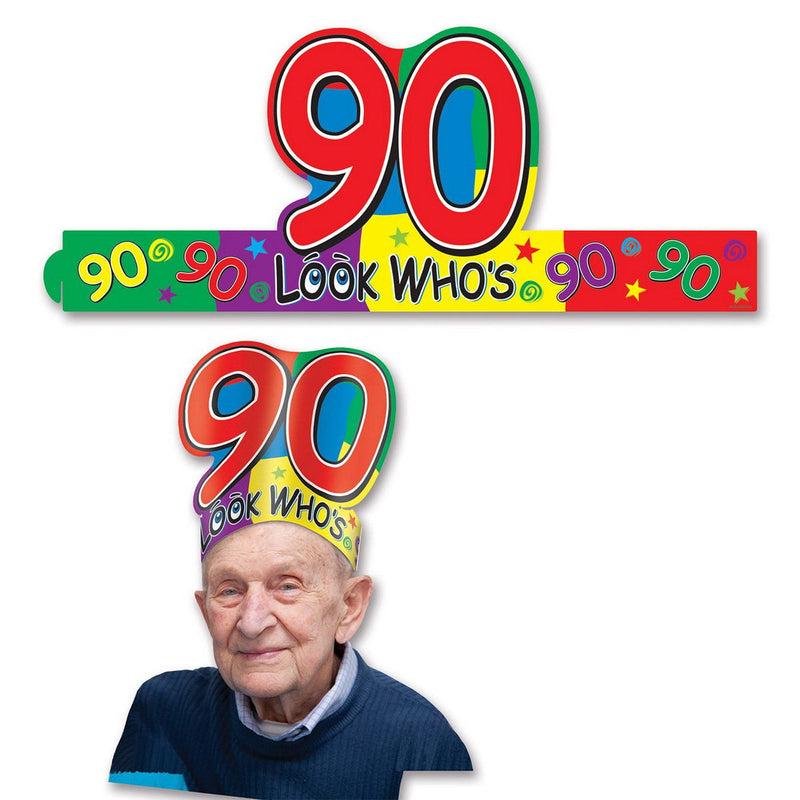 Look Who's "90" Headband by Beistle for Age-specific birthday Paper