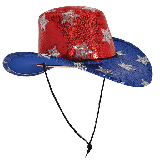 Sequined Patriotic Cowboy Hat by Beistle Fabric