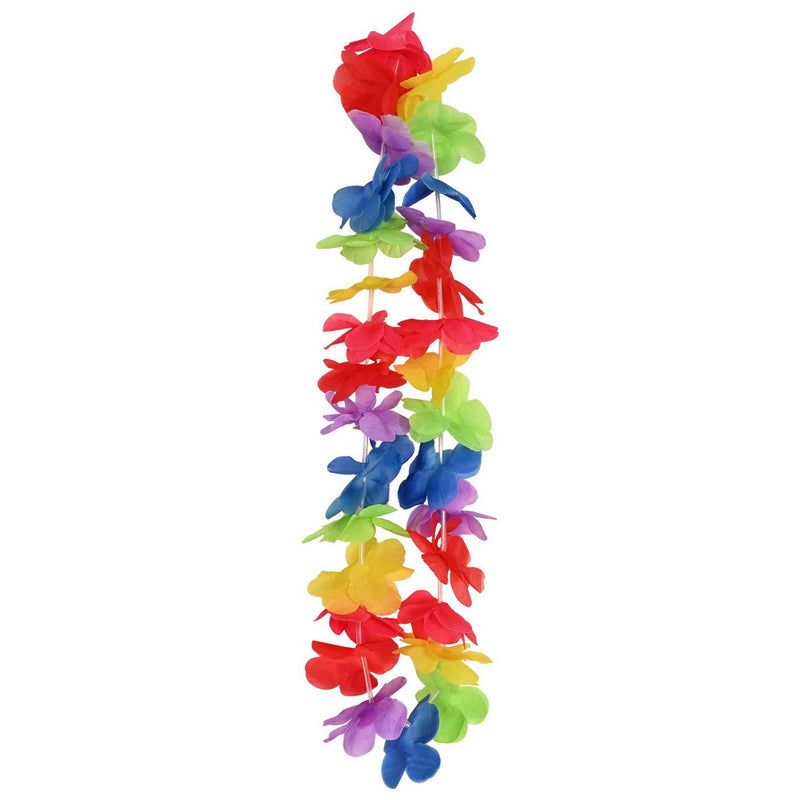 Rainbow Hawaiian Lei – 40" – (1/Card) by Beistle for Luau Silk 'N Petal Leis