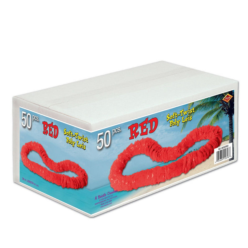 Soft-Twist Poly Leis w/Labeled Carton – 1½" x 36" – (50/Box) by Beistle for Luau