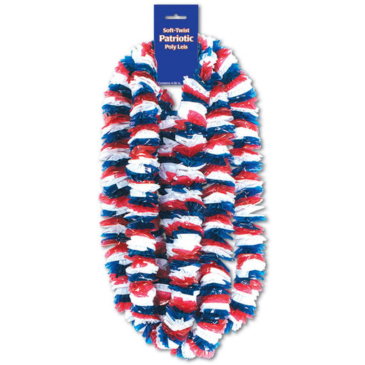 Soft-Twist Patriotic Poly Leis – 2" x 36" – (4/Card) by Beistle