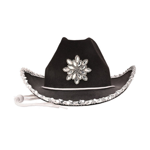 Black Felt Cowgirl Hat w/Gemstones by Beistle for Western