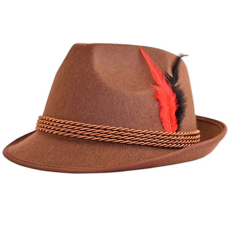 Brown Alpine Hat by Beistle for Oktoberfest Felt