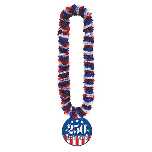 Soft-Twst Poly Leis w/Semiquin Medallion – 2" x 36" – (4/Card) by Beistle for Patriotic