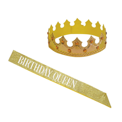 Birthday Queen's Crown & Gltrd Sash Set – (1/Pkg) by Beistle Sets
