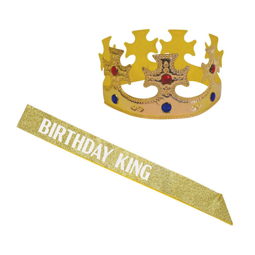Birthday King's Crown & Gltrd Sash Set – (1/Pkg) by Beistle Sets