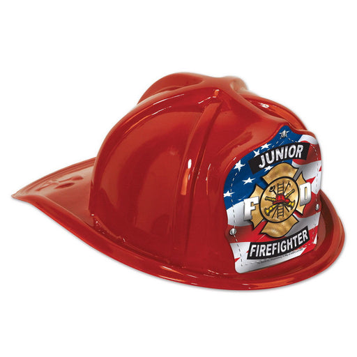 Red Plastic Jr Firefighter Hat by Beistle for Fire Prevention