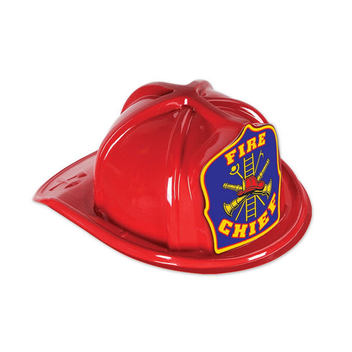 Red Plastic Fire Chief Hat by Beistle for Fire Prevention