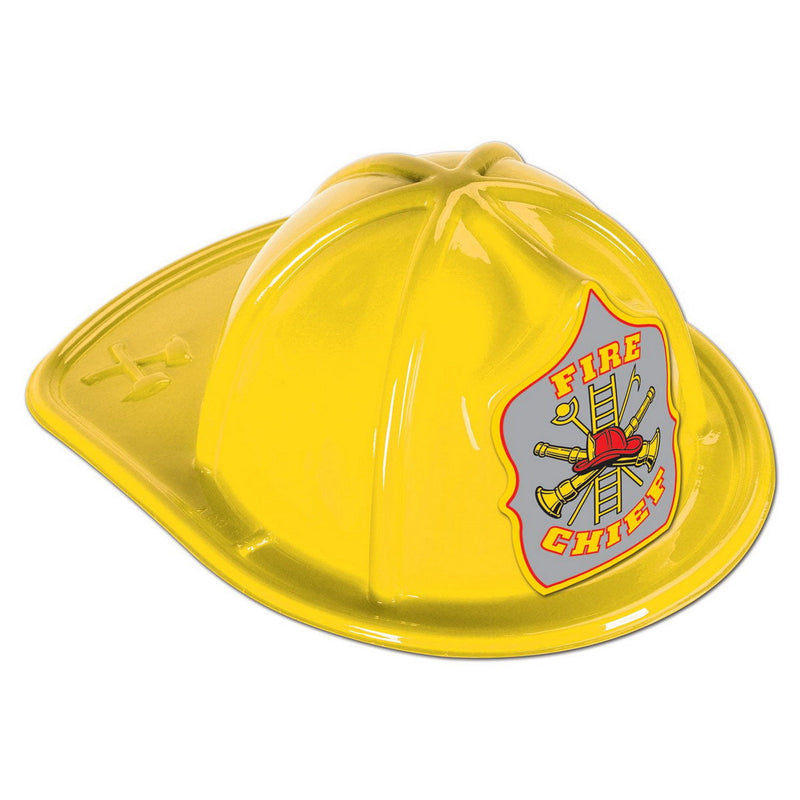 Yellow Plastic Fire Chief Hat by Beistle for Fire Prevention