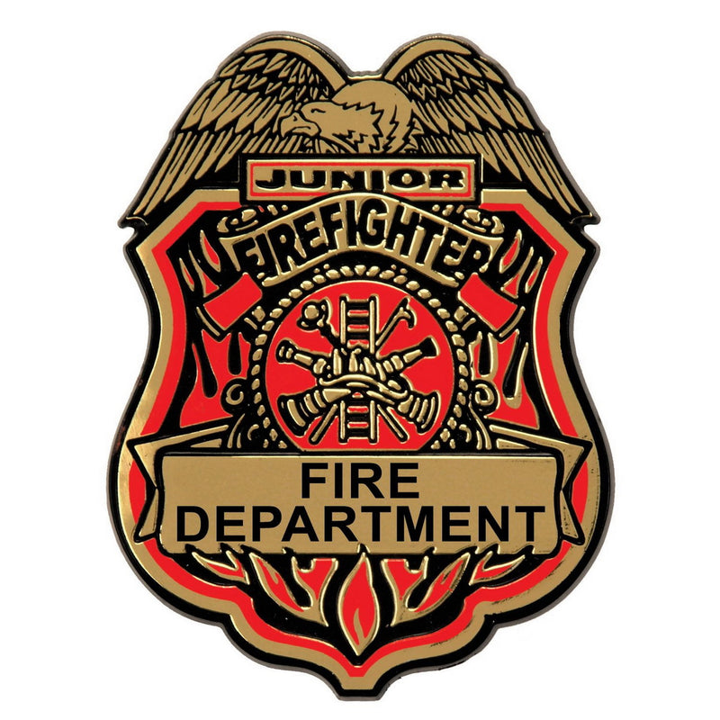 Junior Firefighter Plastic Badge w/Clip – 2¾" by Beistle for Fire Prevention Accessories