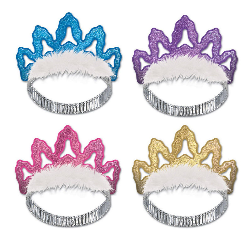 Pkgd Coronet Tiaras – (4/Pkg) by Beistle for General occasion Glittered Metal