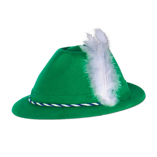 Green Velour Tyrolean Hat by Beistle for Oktoberfest