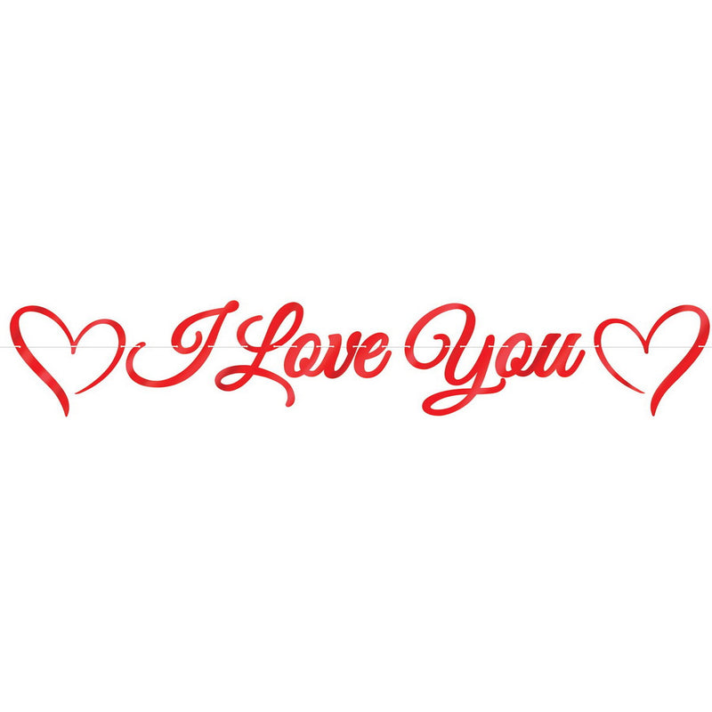 Foil I Love You Streamer – 11" x 6' – (1/Pkg) by Beistle for Valentines Streamers