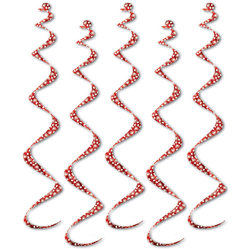 Printed Heart Twirly Whirlys – 24" – (5/Pkg) by Beistle for Valentines Whirls