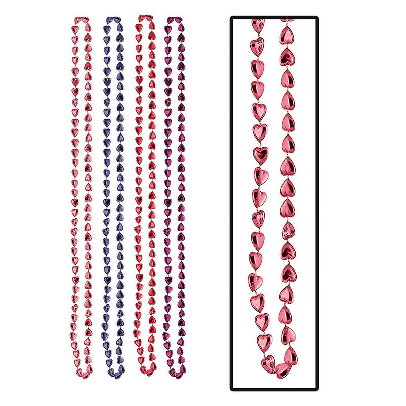 Candy Heart Beads – 33" – (4/Card) by Beistle for Valentines Novelty Beads