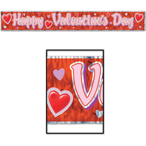 Met Happy Valentine's Day Fringe Banner – 7½" x 5' – (1/Pkg) by Beistle for Valentines Metallic Banners