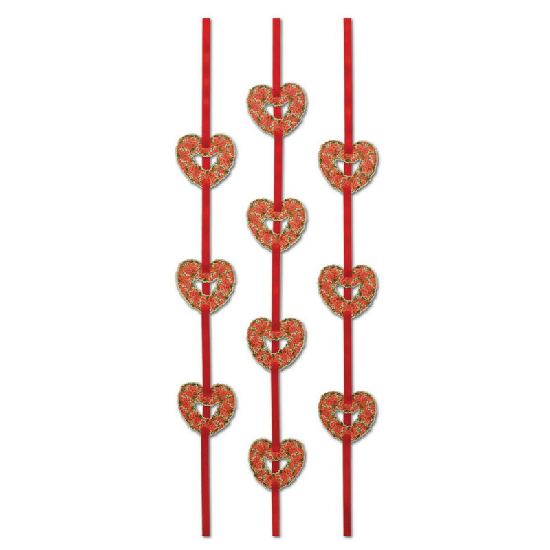 Heart Ribbon Stringers – 4' – (3/Pkg) by Beistle for Valentines