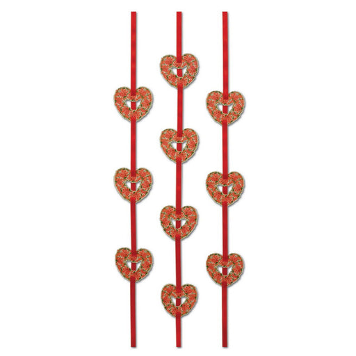 Heart Ribbon Stringers – 4' – (3/Pkg) by Beistle for Valentines