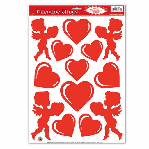 Heart & Cupid Clings – 12" x 17" Sh – (13/Sh) by Beistle for Valentines Window Clings