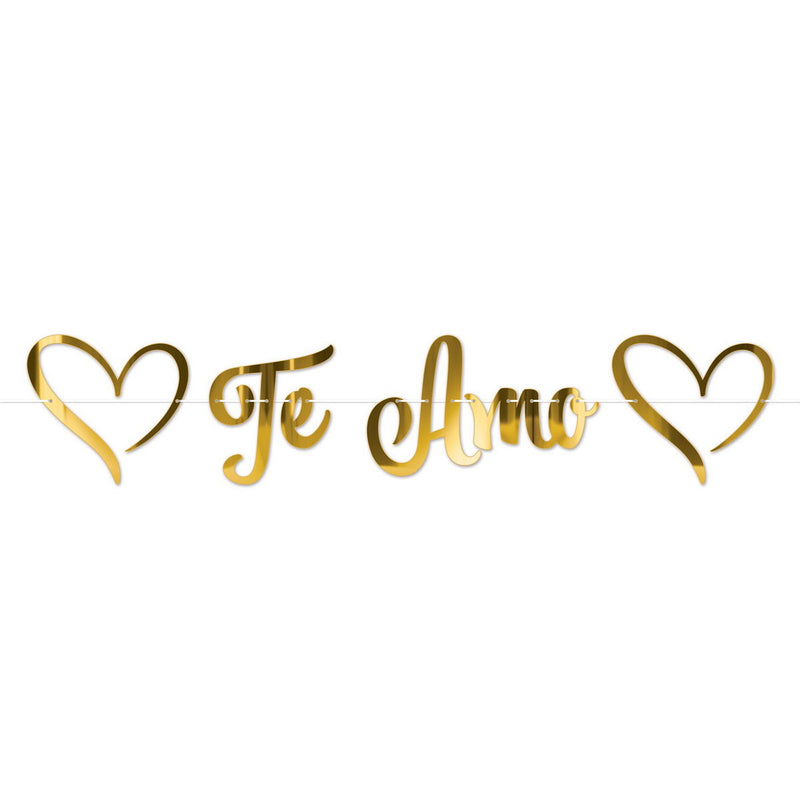Foil Te Amo Streamer – 12" x 5' 3" – (1/Pkg) by Beistle for Valentines Streamers