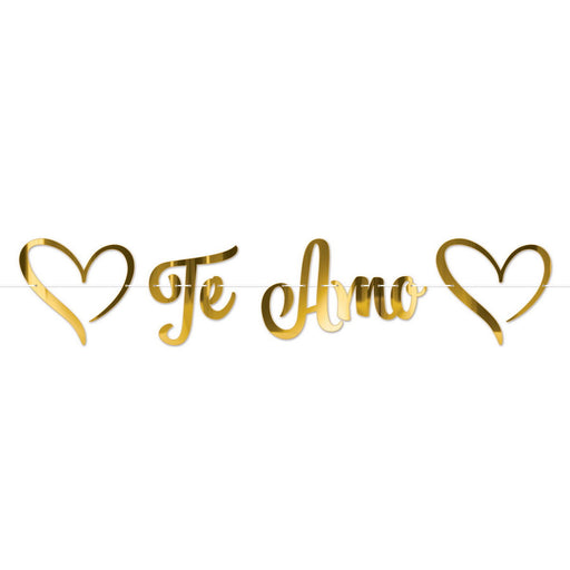 Foil Te Amo Streamer – 12" x 5' 3" – (1/Pkg) by Beistle for Valentines Streamers