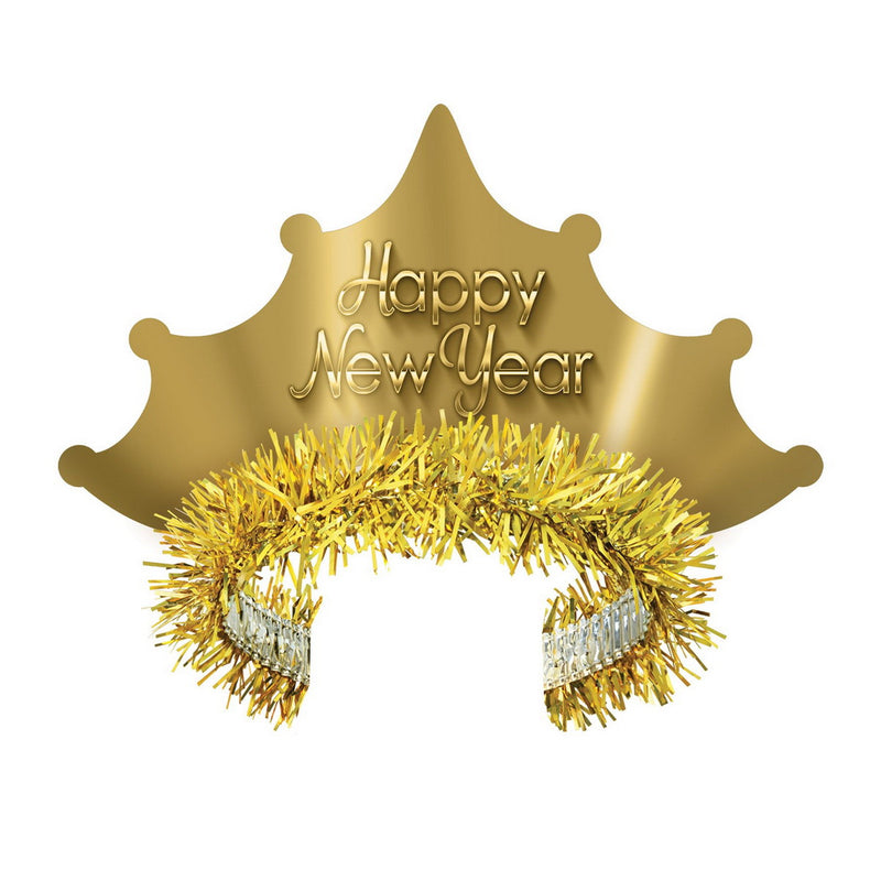 Golden New Year Tiara by Beistle for New Years Fringed