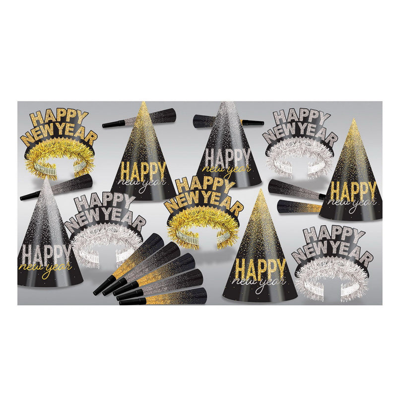 Silver & Gold Midnight Burst Asst for 10 by Beistle for New Years 10 Person Assortments