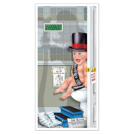 Happy New Year Restroom Door Cover – 5' x 30" – (1/Pkg) by Beistle for New Years Door Covers